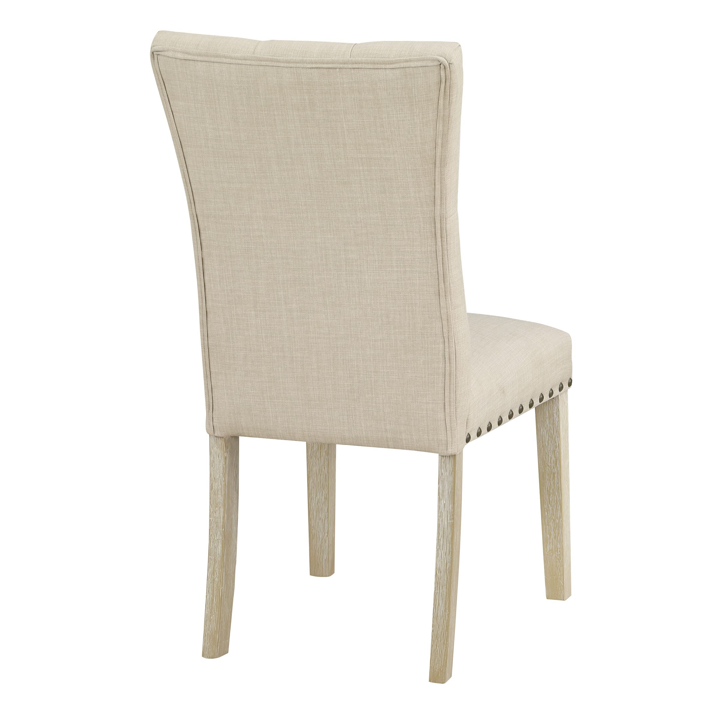 OSP Home Furnishings Preston Dining Chairs 2-Pack - Button Tufted Back, Antique Bronze Nailhead Trim, Durable Burlap Fabric - Perfect for Dining Room, Kitchen, or Breakfast Nook