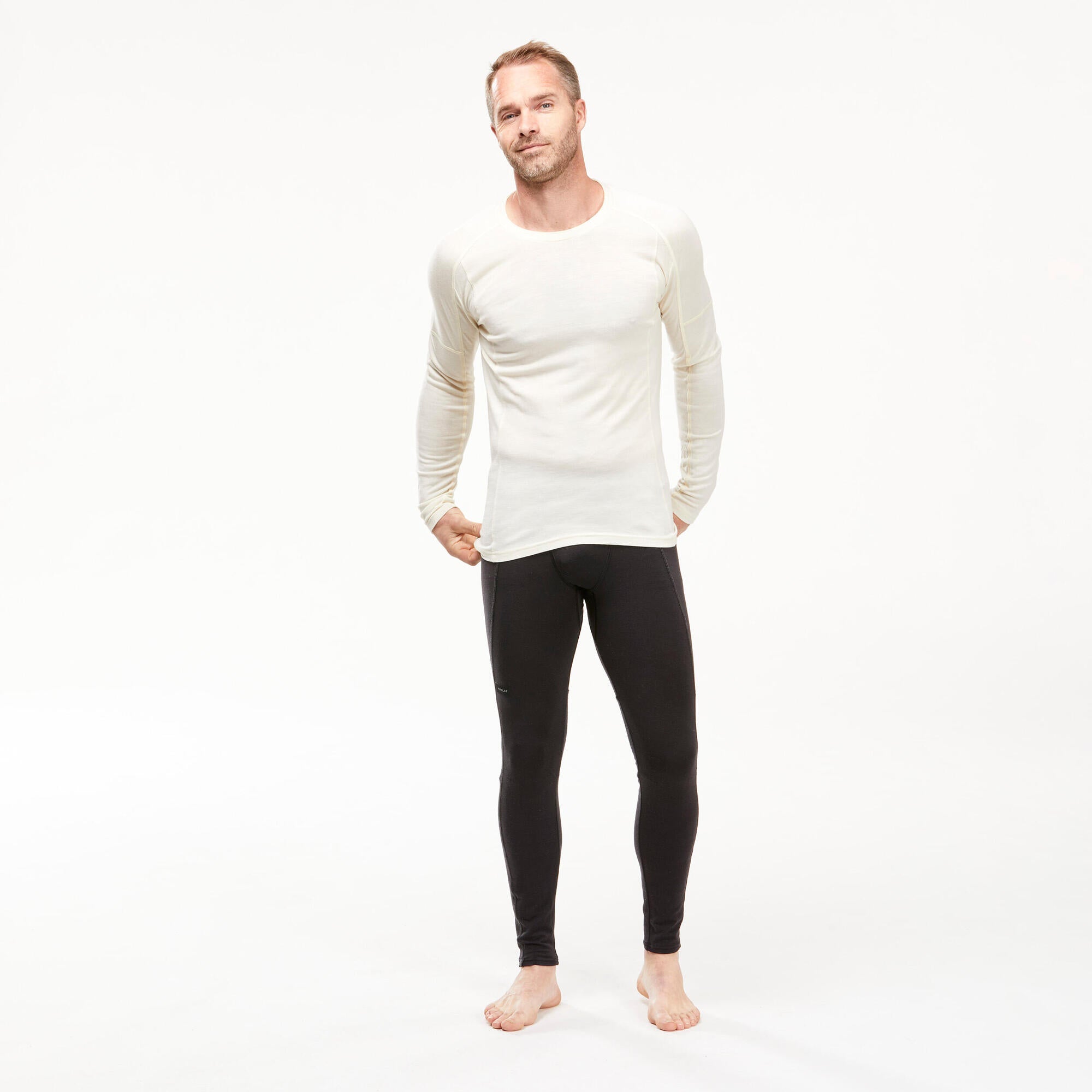 Forclaz Men's MT500 Merino Wool Base Layer Tights - Warm Thermal Leggings for Hiking, Backpacking & Winter Outdoor Activities