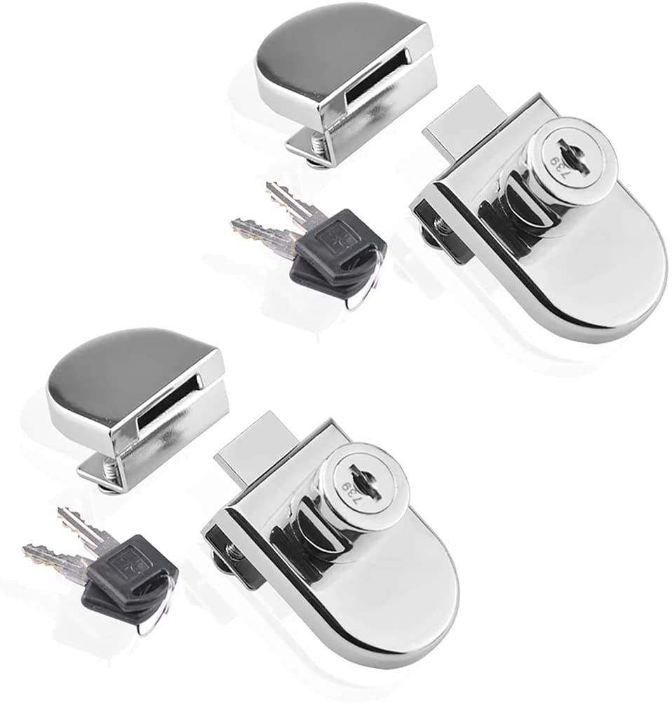 2-Pack No-Drill Glass Cabinet Locks for Wine & Jewelry Display Cases - Fits 5-8mm (0.2