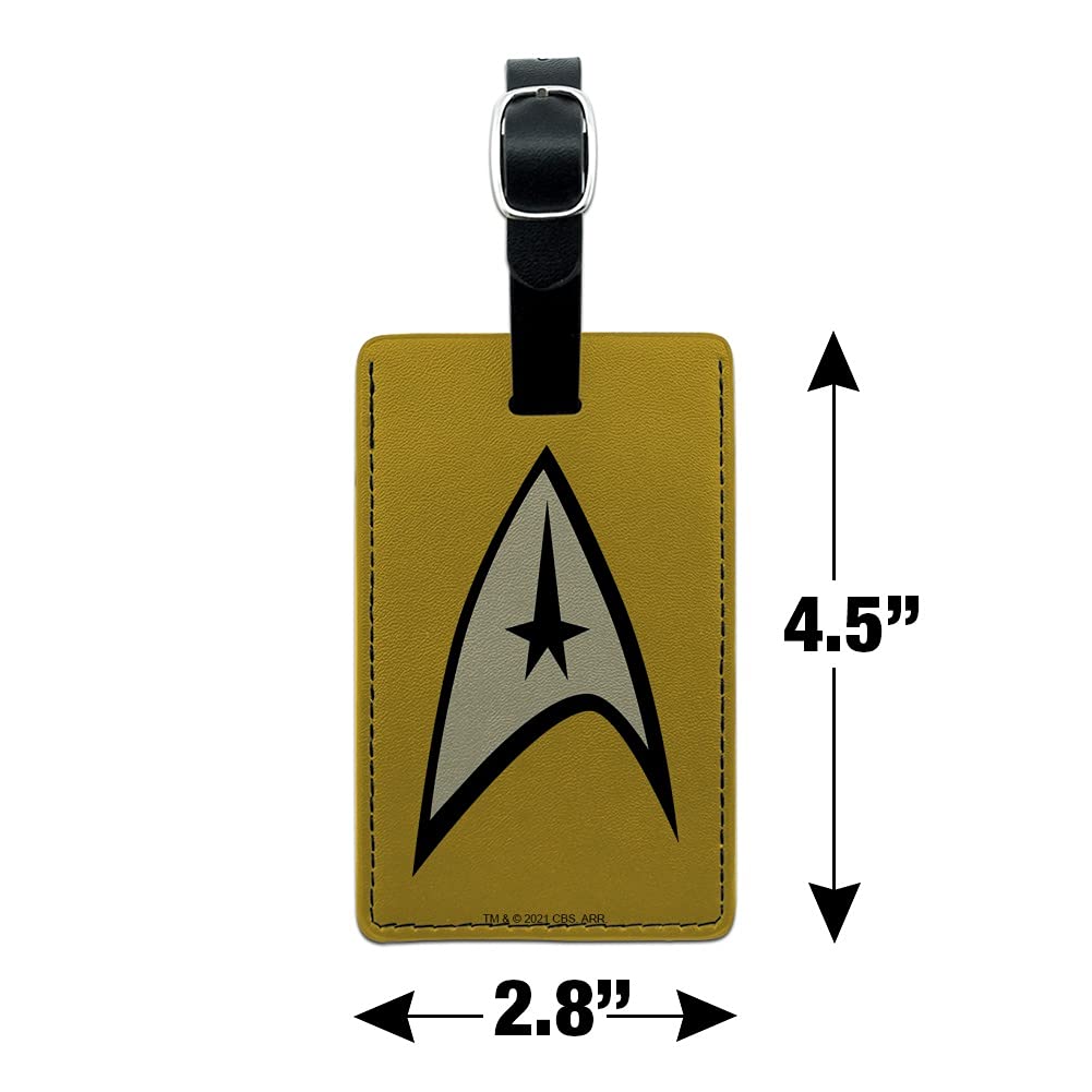 Star Trek Command Shield Rectangle Leather Luggage Tag - Durable Carry-On ID Tag for Suitcases & Travel Bags - Perfect for Business Trips, Vacations & Air Travel Identification