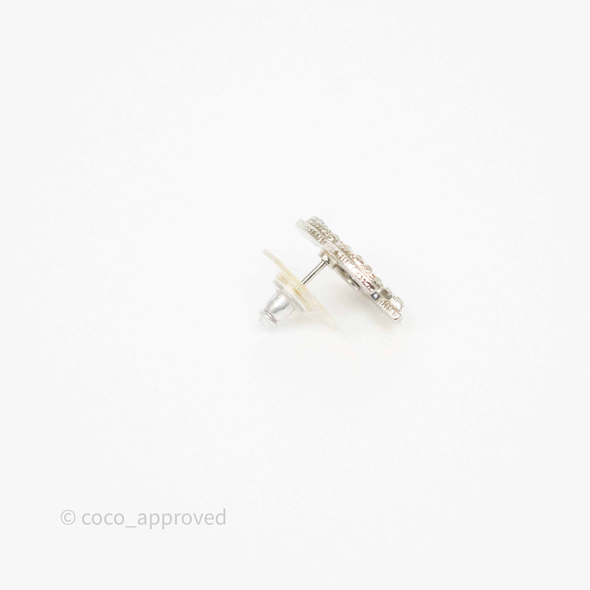 Chanel CC Crystal Stud Earrings in Silver Tone - 13V | Elegant Fashion Jewelry for Women, Perfect for Parties, Weddings & Special Occasions