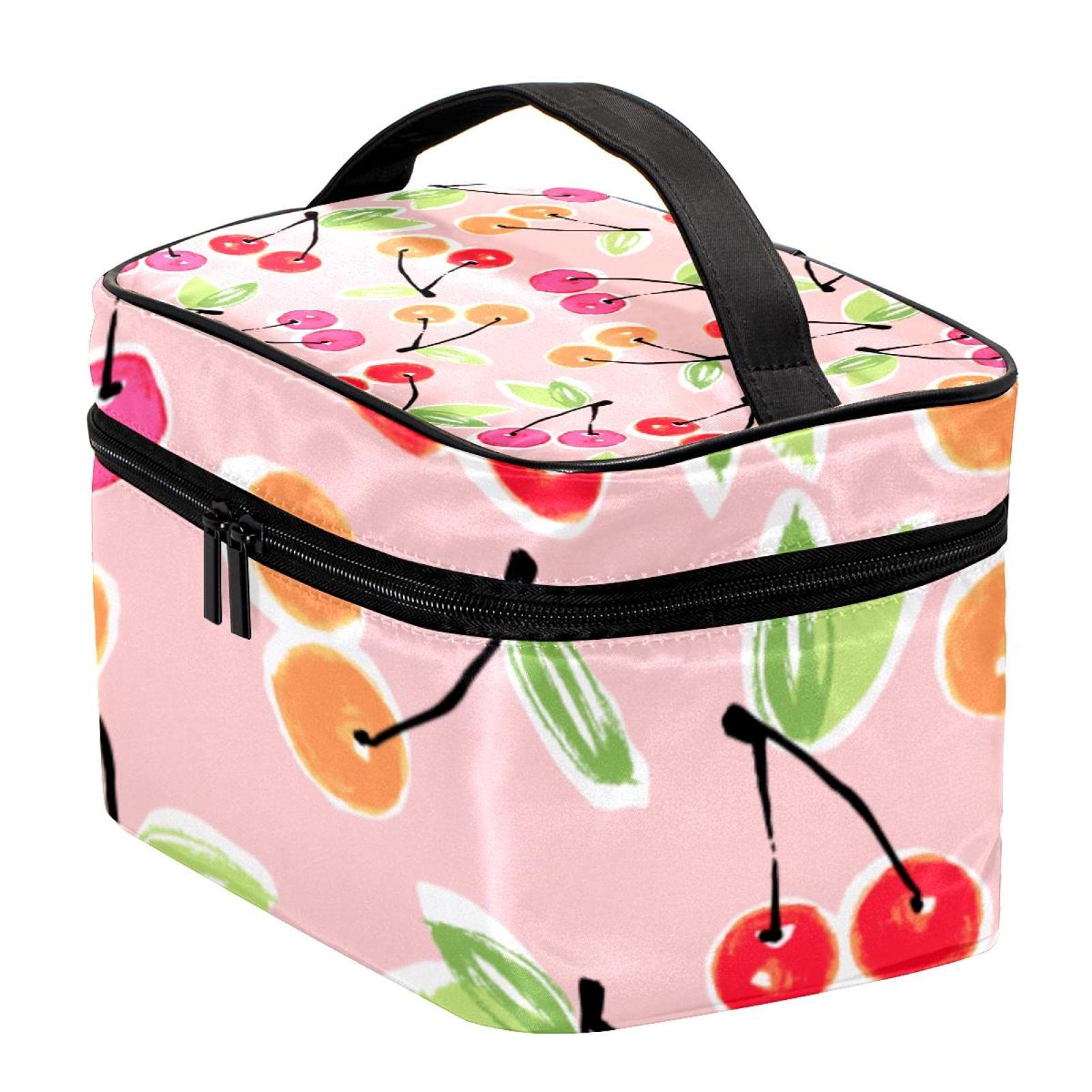 Handmade Cherry Blossom Travel Makeup Bag - Large Cosmetic Organizer with Zipper for Women & Girls | Perfect for Vacation, Gym, and Daily Essentials Storage