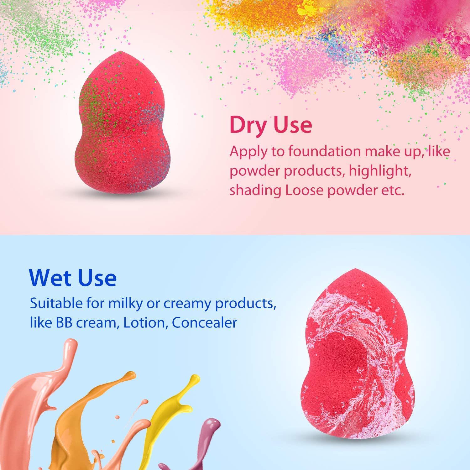 Premium 3-Piece Makeup Sponge Set with Oval Foundation Brush & Brush Cleaner - Soft Blending Beauty Sponges for Flawless Makeup Application - Perfect for Contouring, Foundation, and Concealer