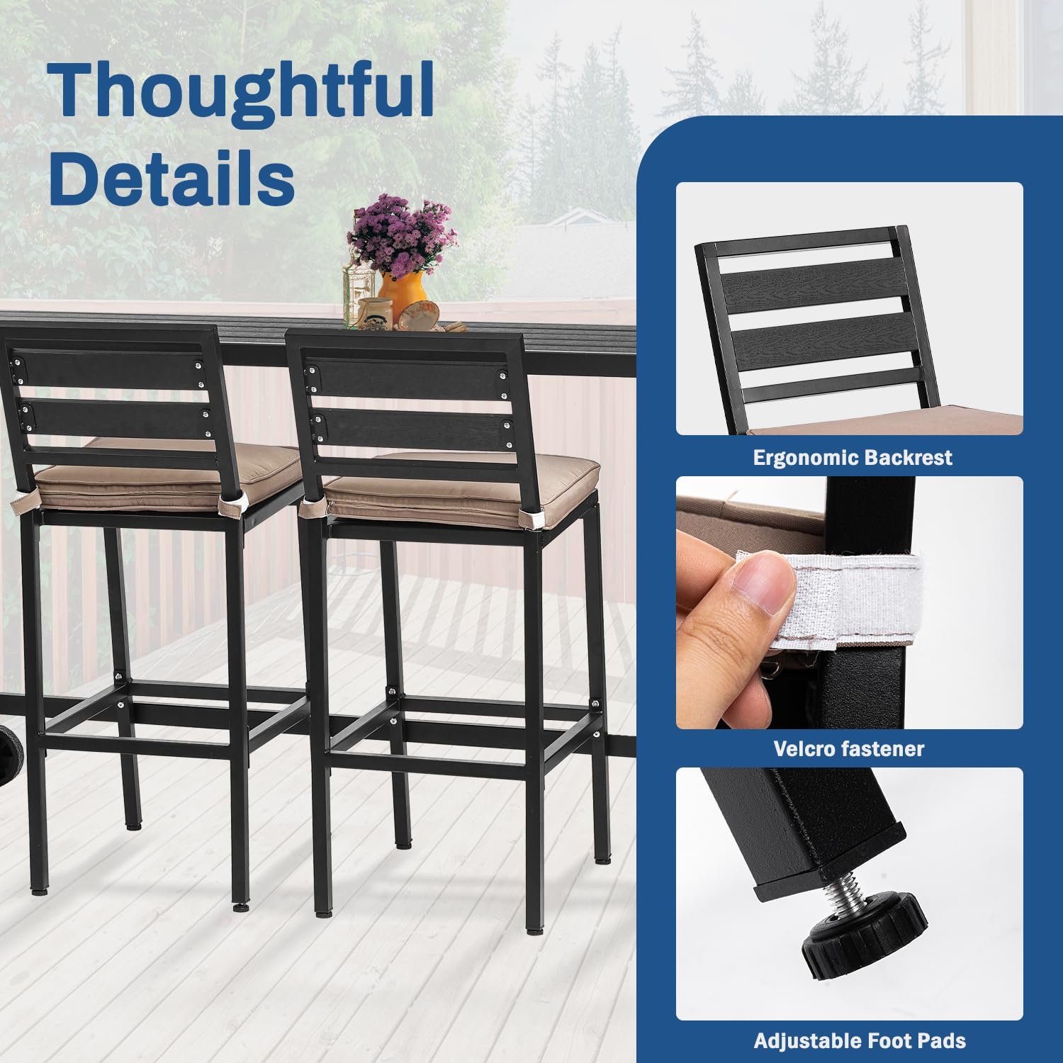 3-Piece Outdoor Bar Height Dining Set - 47