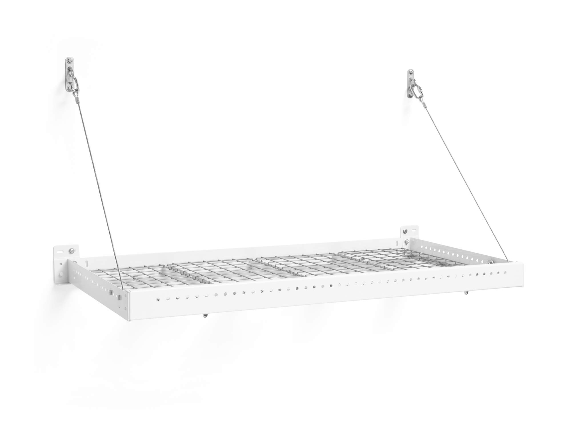 NewAge Products Pro Series 2' x 4' White Wall Mounted Steel Shelf - Heavy Duty Garage Storage for Overhead Organization - Perfect for Garage, Basement, Workshop & Utility Room Storage Solutions