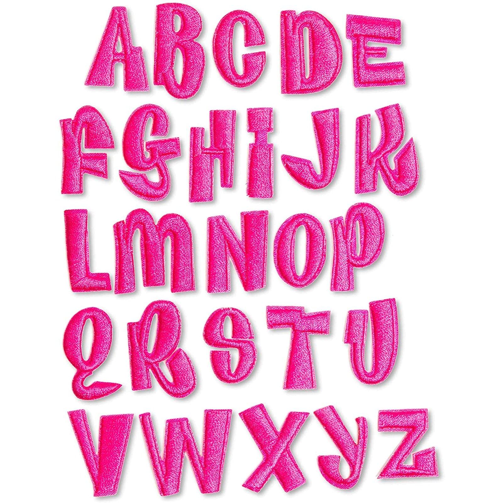 Bright Creations 1 Inch Hot Pink Alphabet Iron-On Patches - 78 Pieces for DIY Crafts, Sewing, Clothing & Backpack Customization - Perfect for Kids' Projects, Denim Jackets & Personalized Gifts