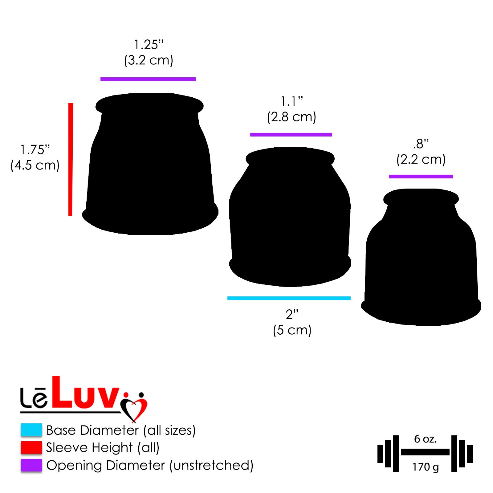 LeLuv Silicone Sleeves for Easyop 2.25 Inch Vacuum Pumps - 3 Small Replacement Seals for Penis Pump Accessories - Perfect for Vacuum Therapy & Male Enhancement at Home
