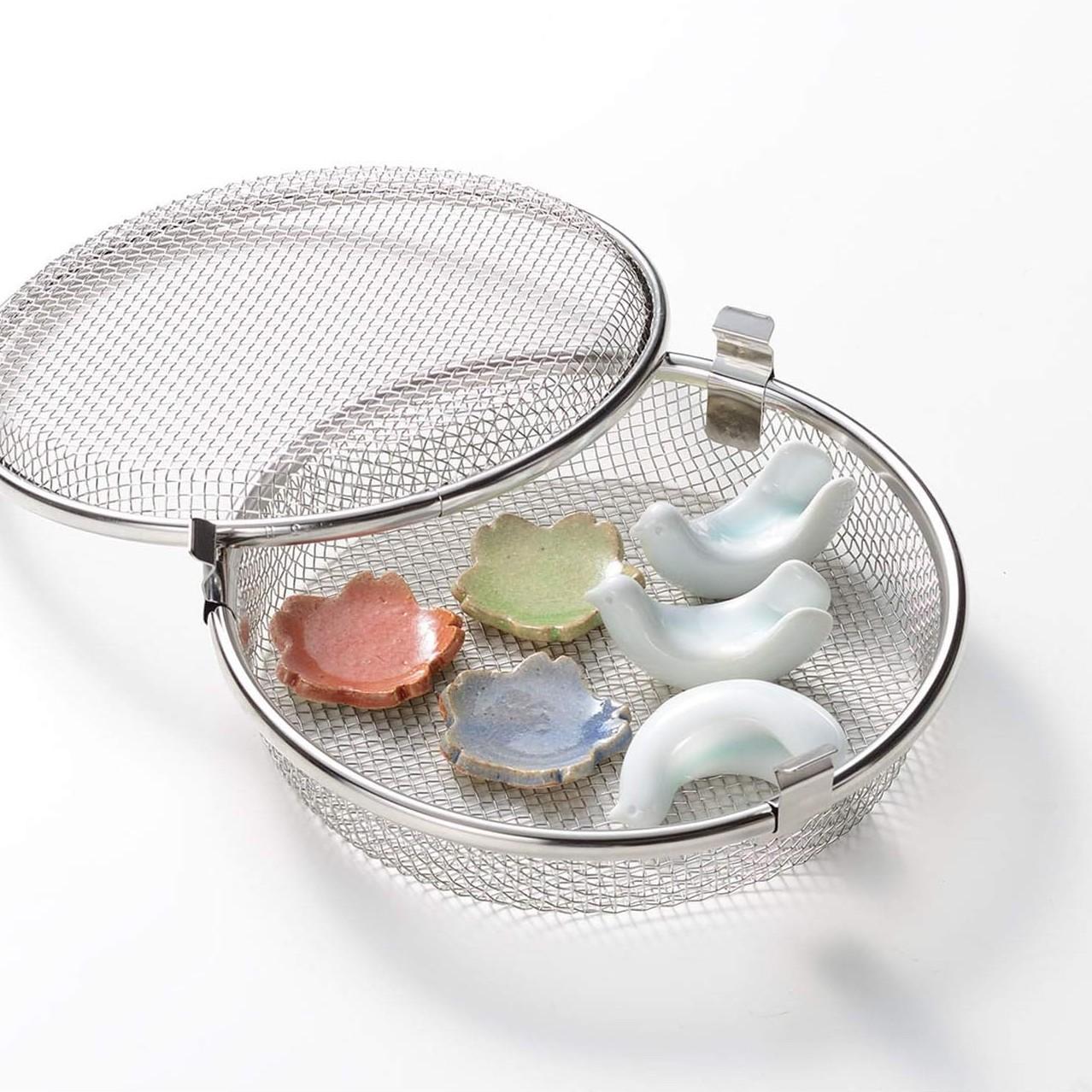 **Leye Dishwasher Mesh Basket for Small Items - 17cm Stainless Steel Organizer for Utensils, Baby Bottles & Kitchen Accessories | Perfect for Dishwashers & Sink Cleaning**