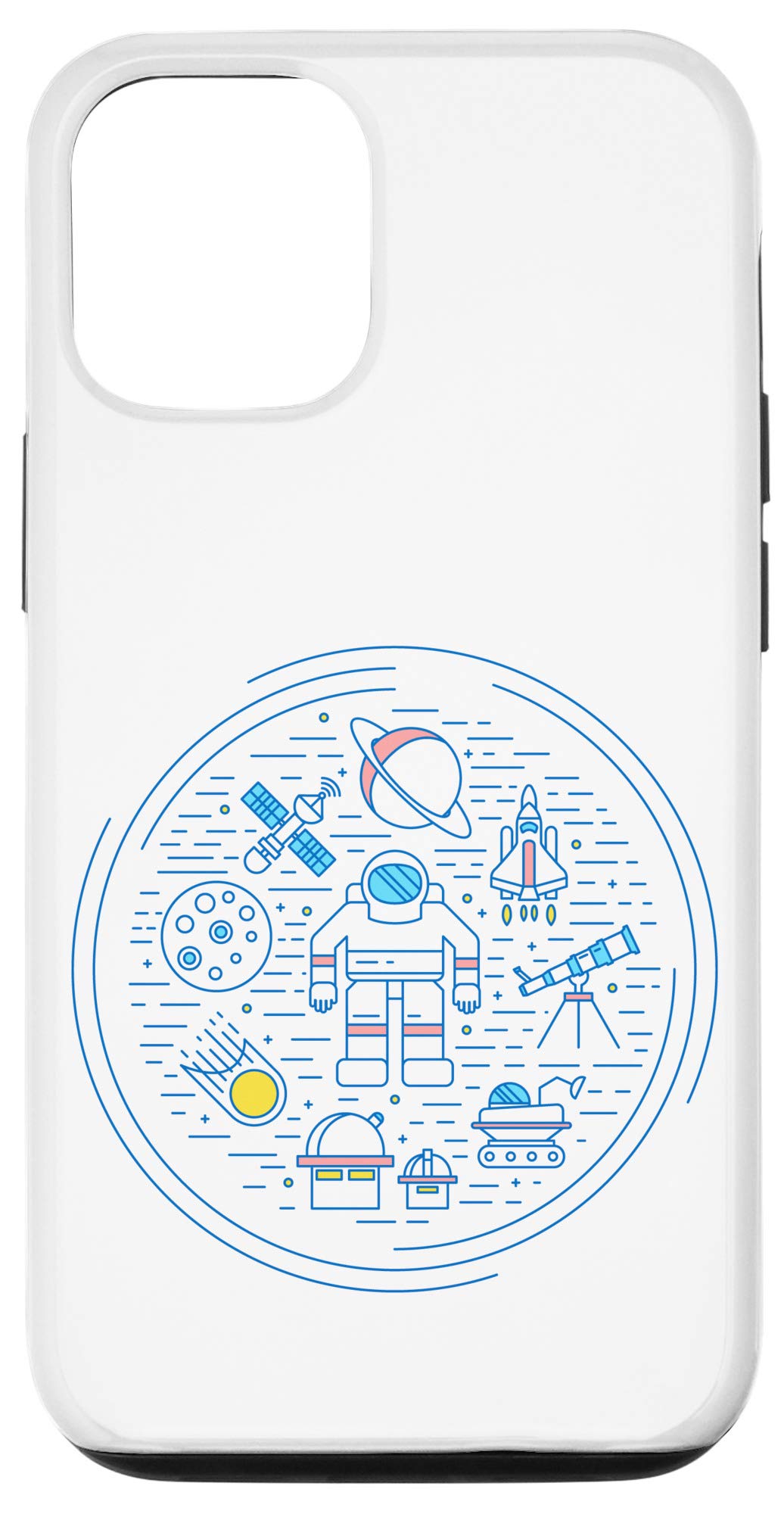 iPhone 12/12 Pro Minimalist Space Astronaut Rocket Planets Phone Case - Perfect for Sci-Fi Fans & Space Enthusiasts