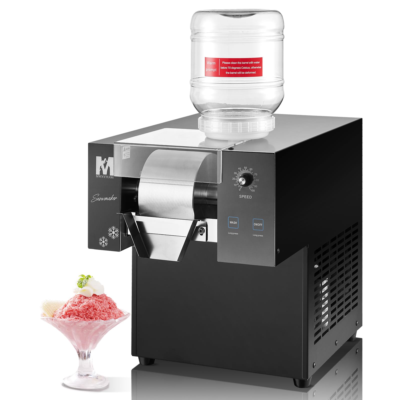 **330LBS/24H Commercial Snowflake Ice Maker Machine - 660W Fast Cooling Stainless Steel Shaved Ice Maker for Desserts, Ice Cream, Bubble Tea, Slushies - Perfect for Parties, Cafes, Bars & Restaurants**