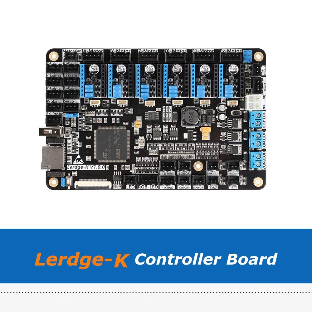 32Bit Lerdge-K 3D Printer Control Motherboard for Dual Extruder - Compatible with A4988, DRV8825, LV8729, TMC2100 & TMC2208 Drivers (6pcs A4988 Included) - Perfect for DIY 3D Printing, CNC Machines & Robotics Projects
