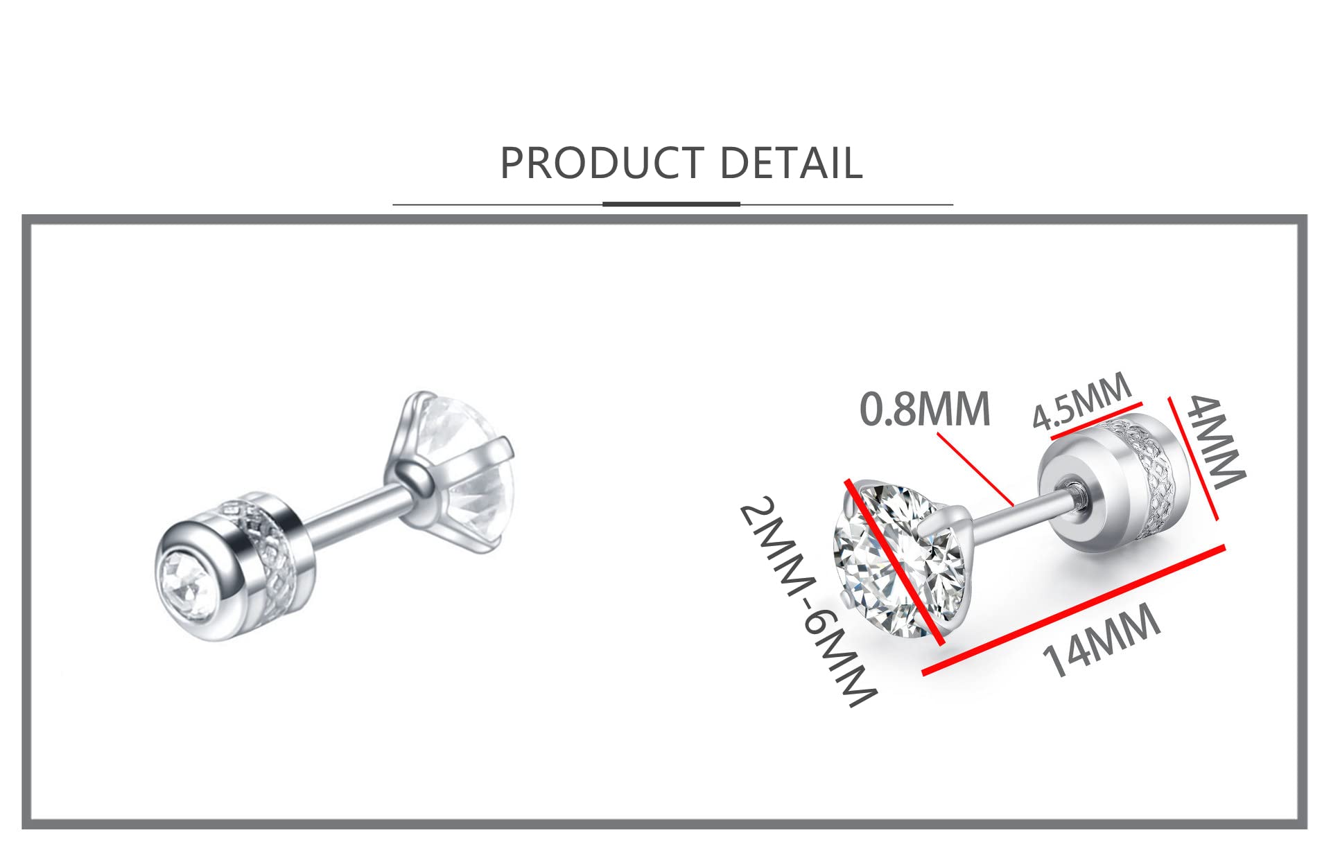 5 Pairs Tiny Double CZ Stud Earrings for Men & Women - Stainless Steel Mini Cartilage, Conch, Helix, Tragus Body Piercing - 20g Screw Back Trendy 4-Prong Cubic Zirconia Sleeper Barbell Studs 2MM-6MM - Perfect for Everyday Wear, Gifts & Special Occasions