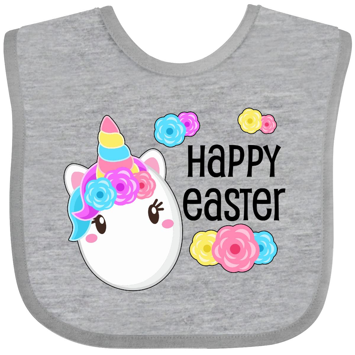 Inktastic Happy Easter Unicorn Egg Baby Bib - Cute Easter Gift for Babies & Toddlers - Perfect for Easter Celebrations, Baby Showers, and Holiday Photos