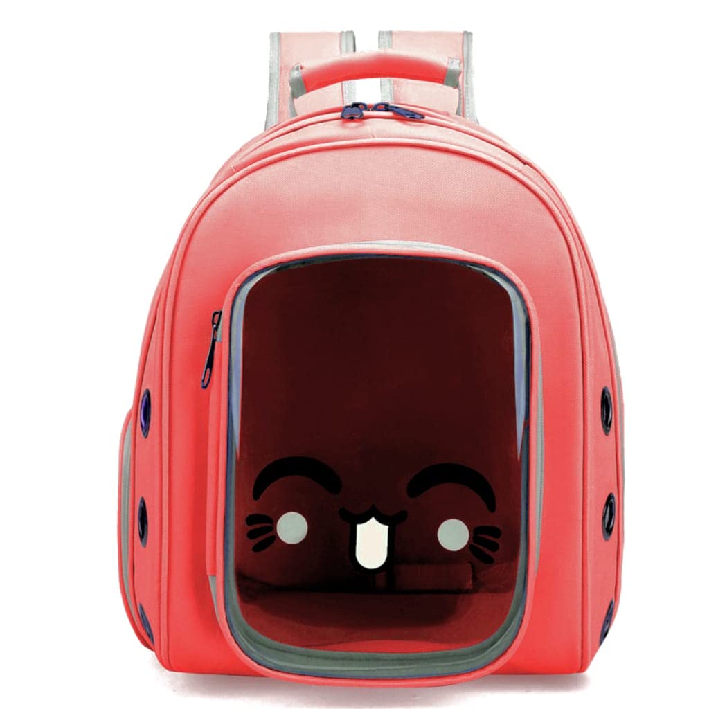Breathable Capsule Backpack Carrier for Small Dogs & Cats - Lightweight Pet Travel Bag, Durable & Comfortable (Red, Multicolor) - Perfect for Hiking, Travel & Outdoor Adventures