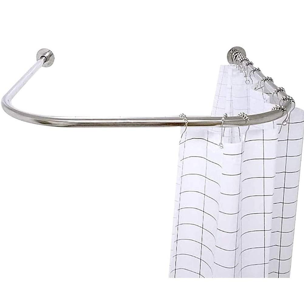 Vretccioky U-Shaped Stainless Steel Shower Curtain Rod - Screwless Curved Bath Corner Rod for Bathroom, Perfect for Small Spaces & Angled Showers (Easy Installation, Rust-Resistant)