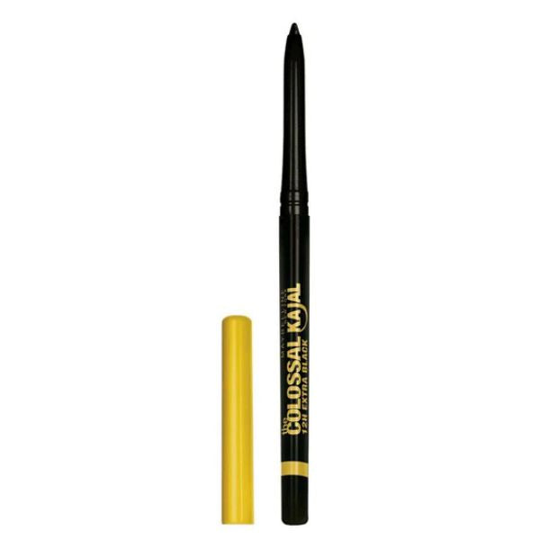 Colossal Kajal 12H Extra Black Waterproof Eyeliner - Long Lasting Smudge Proof Kohl Pencil for Dramatic Eye Makeup | Perfect for Daytime Office Look & Evening Party Glam
