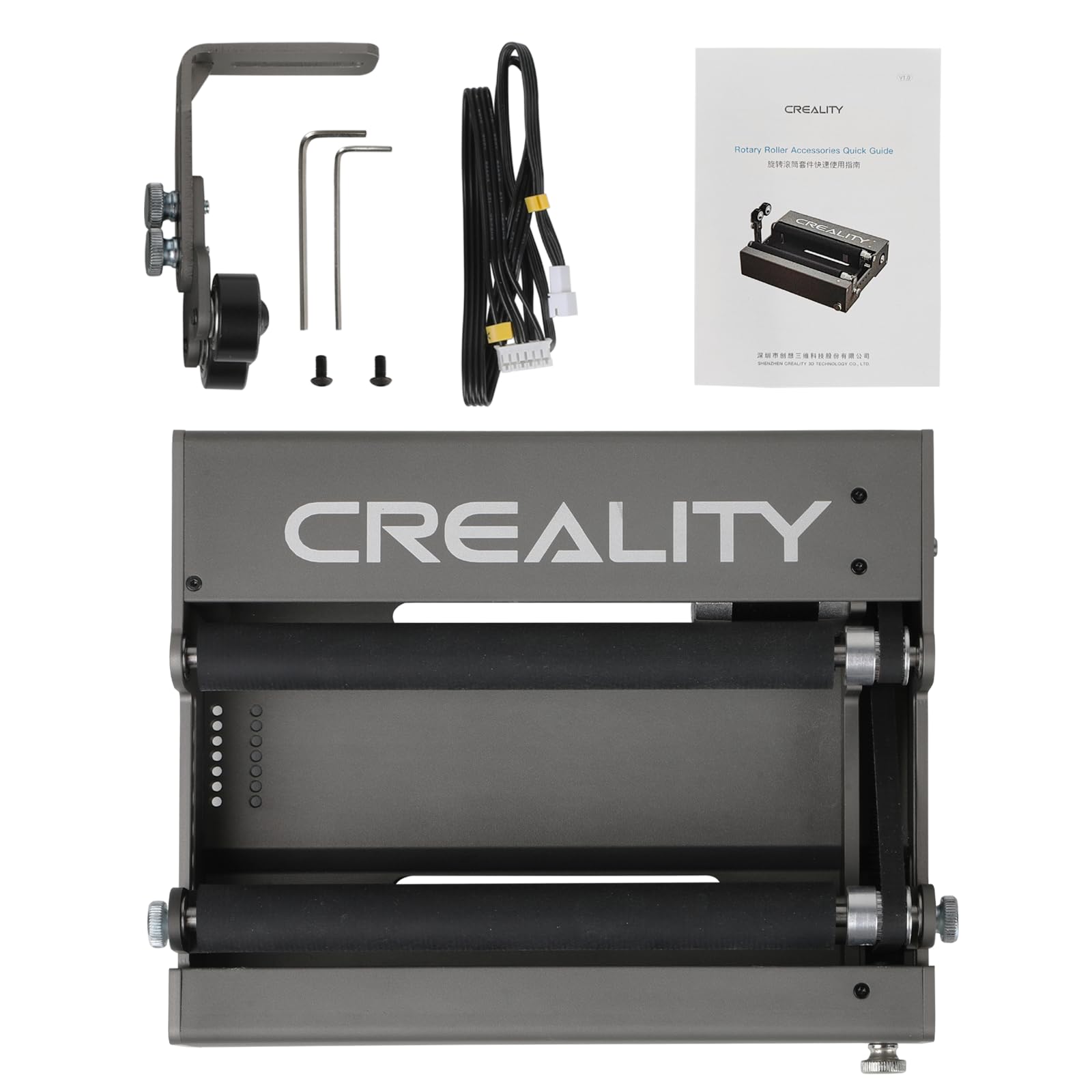 Creality 360° Laser Engraver Rotary Roller Module - Y-Axis for Engraving Curved Surfaces (5mm-120mm Diameter) - Perfect for Cups, Bottles, Pens & Cans - DIY Crafts, Personalized Gifts & Home Decor