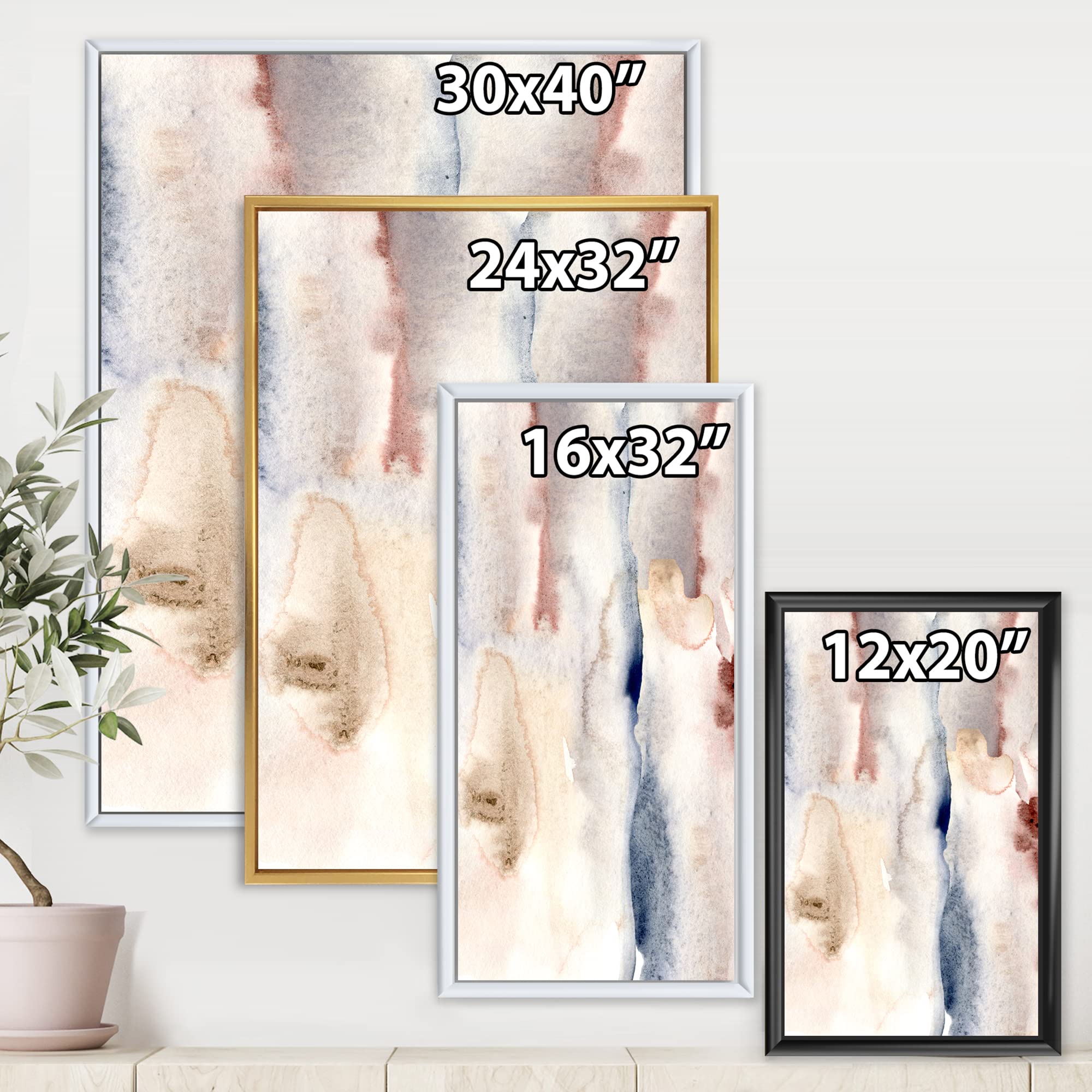 Pastel Abstract Canvas Wall Art with Dark Blue, Pink & Gray Spots - Modern Framed Print for Living Room, Bedroom & Office Decor