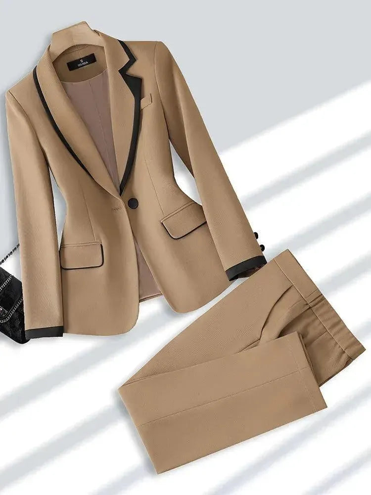 Stylish Double Pocket Women's Pant Suit for Office & Business - Professional Formal Blazer and Pants Set for Work, Interviews & Special Events
