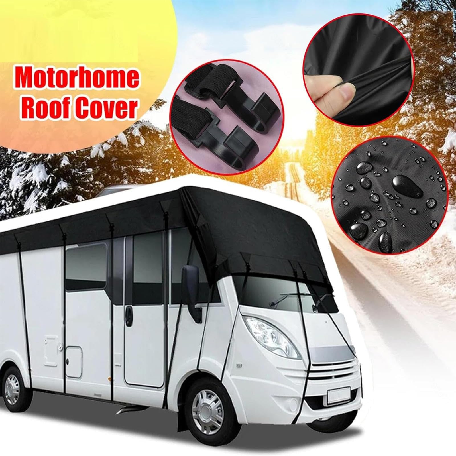 210D Oxford Waterproof RV Roof Cover - Foldable, Easy to Clean Camper & Utility Trailer Storage Cover (11m×3m, Grey) | Perfect for Outdoor Camping, Travel & Winter Protection