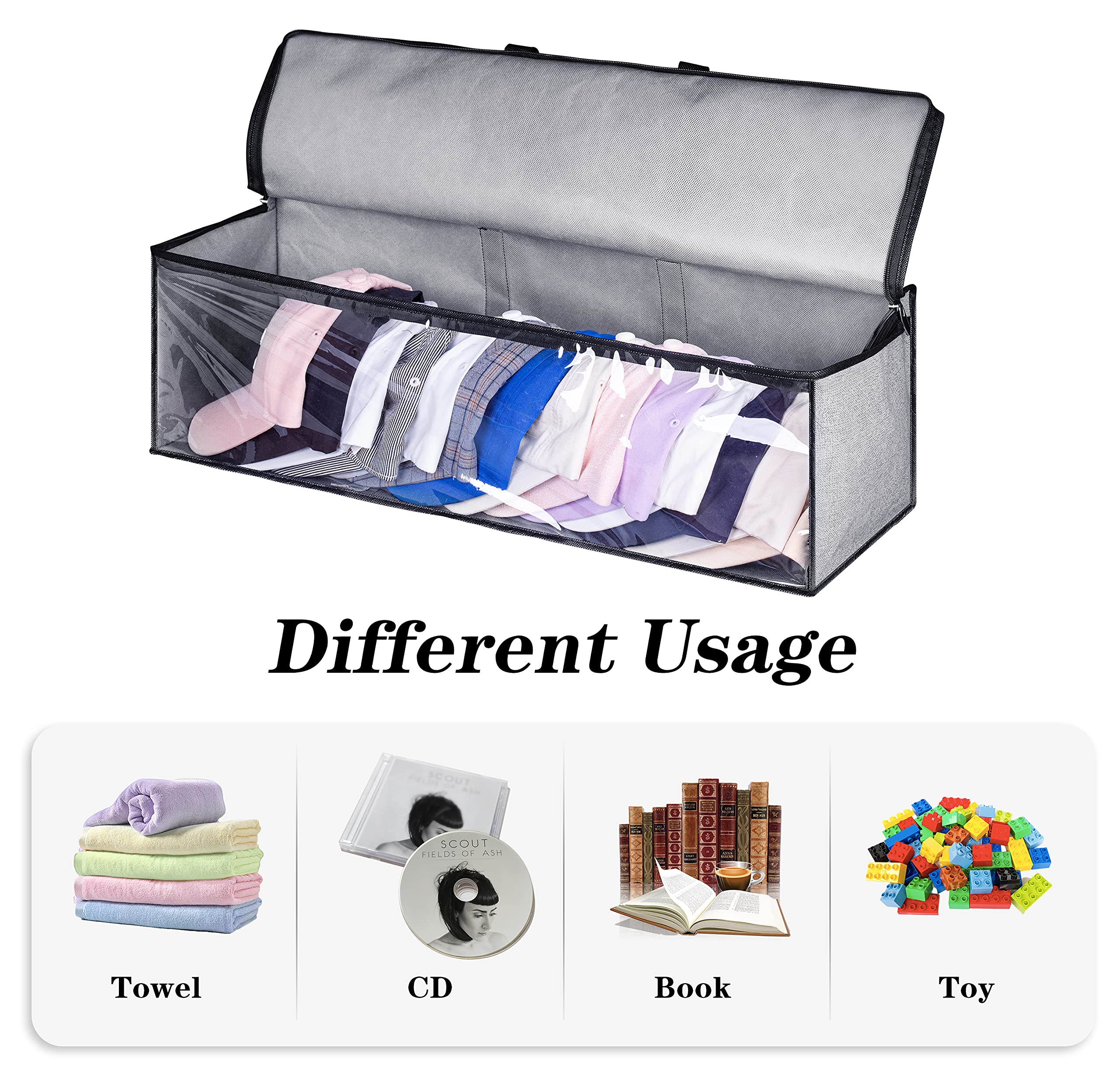 KEETDY Baseball Cap Organizer - Large Hat Storage Bag with Double Carry Handles & Zipper Closure for Men Women (Grey) - Perfect for Closet Organization, Travel & Sports Gear Storage