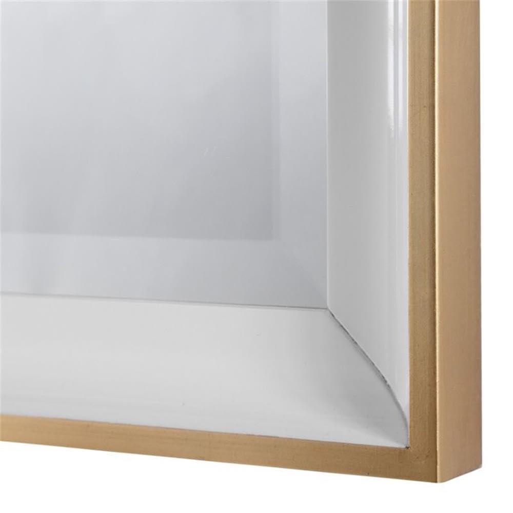 BOWERY HILL Contemporary Gloss White Wall Mirror - Modern Home Decor for Living Room, Bedroom & Entryway