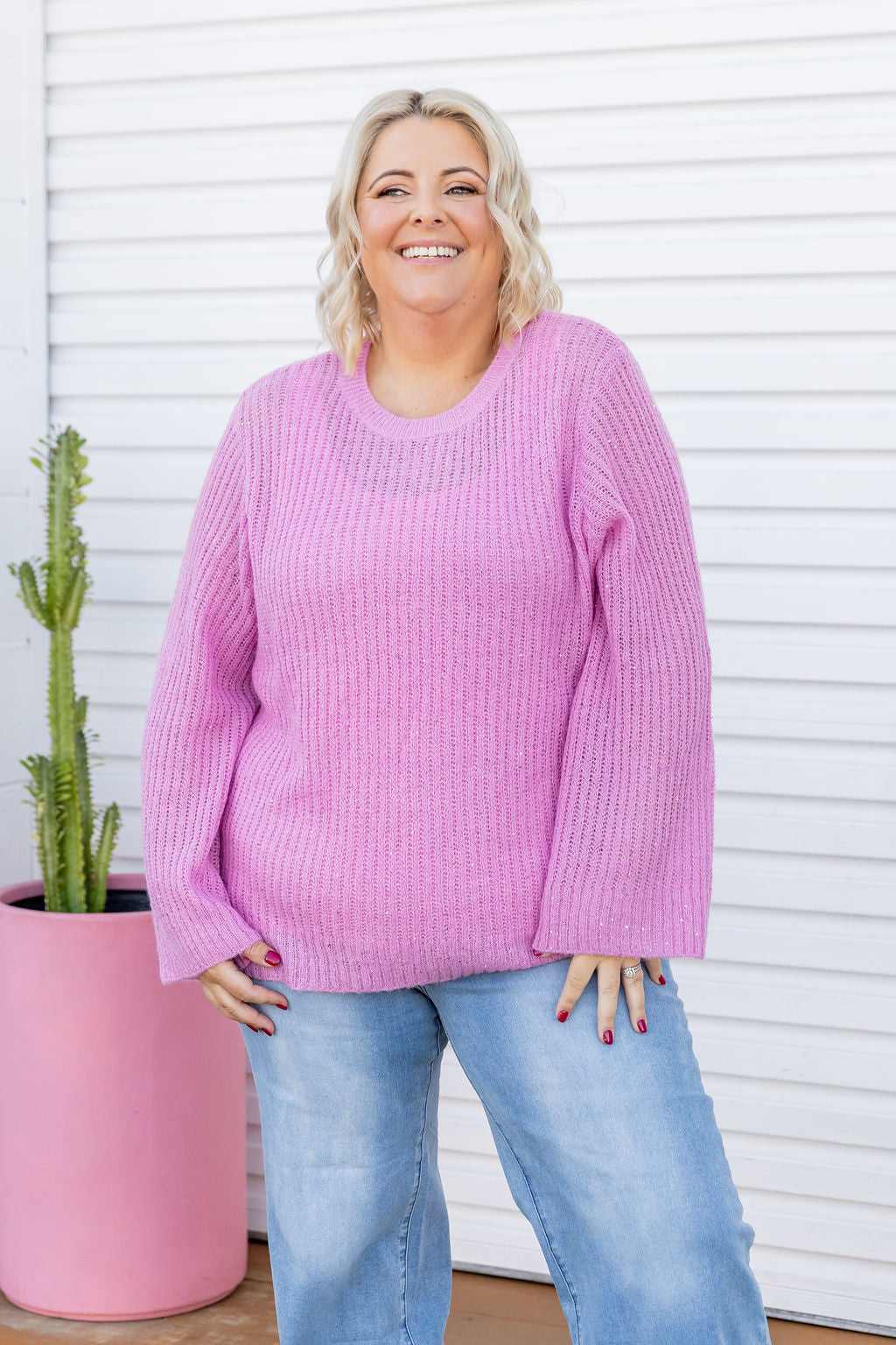 Regina Knit in Sherbet Sparkle - Women's Fashion Knitwear for Casual & Party Wear | Soft & Glittery Sweater for Date Nights & Holiday Outfits