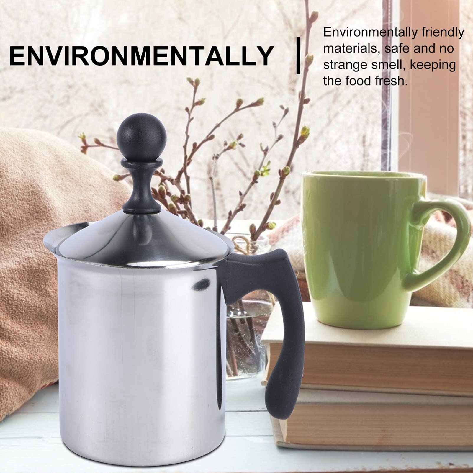 Hemoton Manual Milk Frother - Stainless Steel Hand Pump Whisk for Cappuccino, Hot Chocolate & Latte Foam - Portable Milk Foam Maker for Coffee, Tea & Baking - Perfect for Home, Office & Coffee Shops