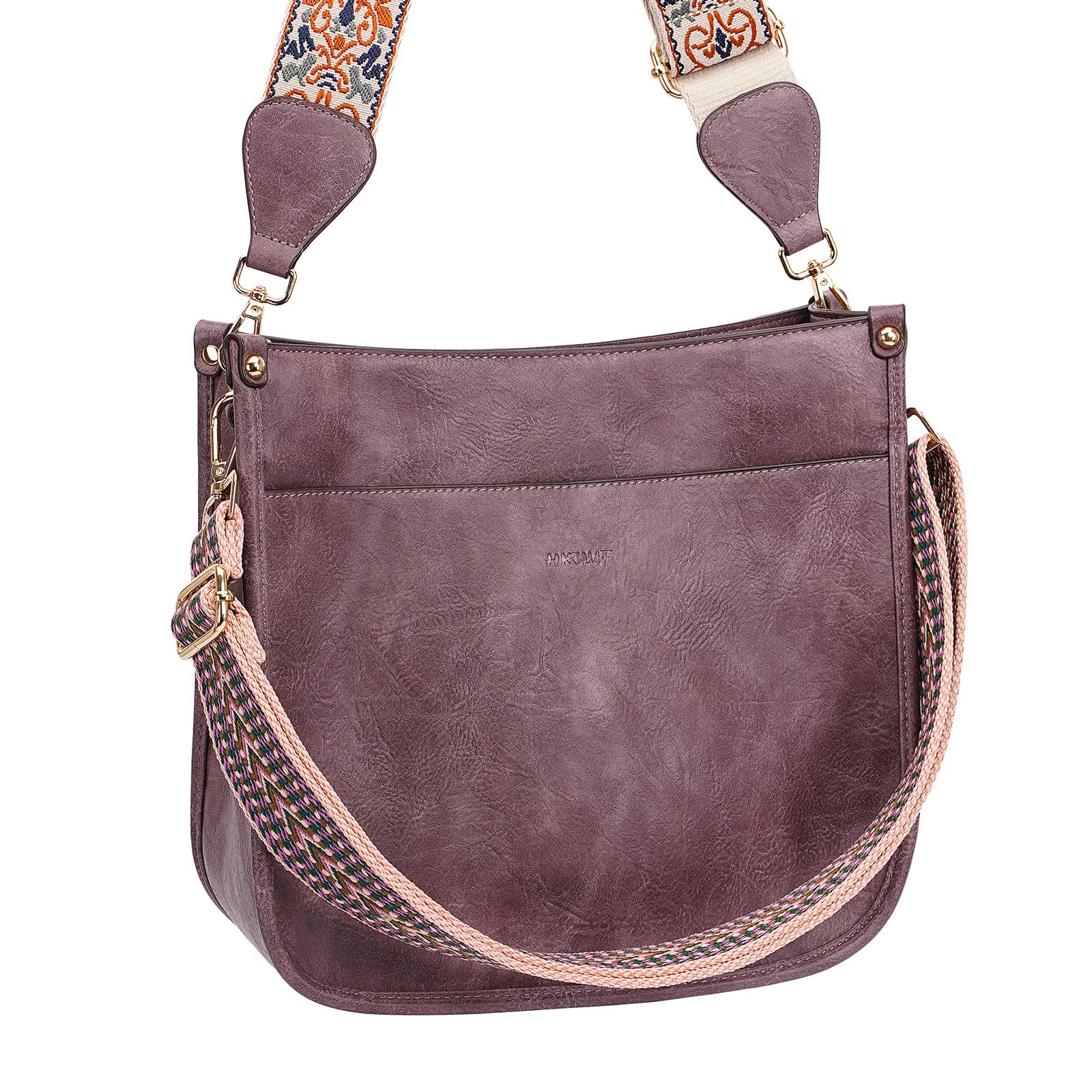 HKCLUF Women's Leather Crossbody Bag & Wallet Set - 2PCS Adjustable Shoulder Bag with Guitar Strap | Fashion Hobo Purse for Daily Use, Travel & Shopping