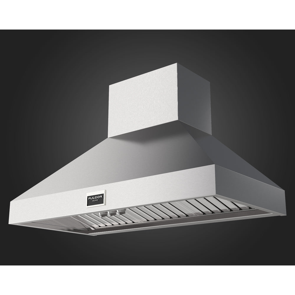 Fulgor Milano 48 Inch 1000 CFM Professional Stainless Steel Wall Mount Range Hood - F6PC48DS1 | Powerful Kitchen Ventilation for Cooking, Grilling & Baking