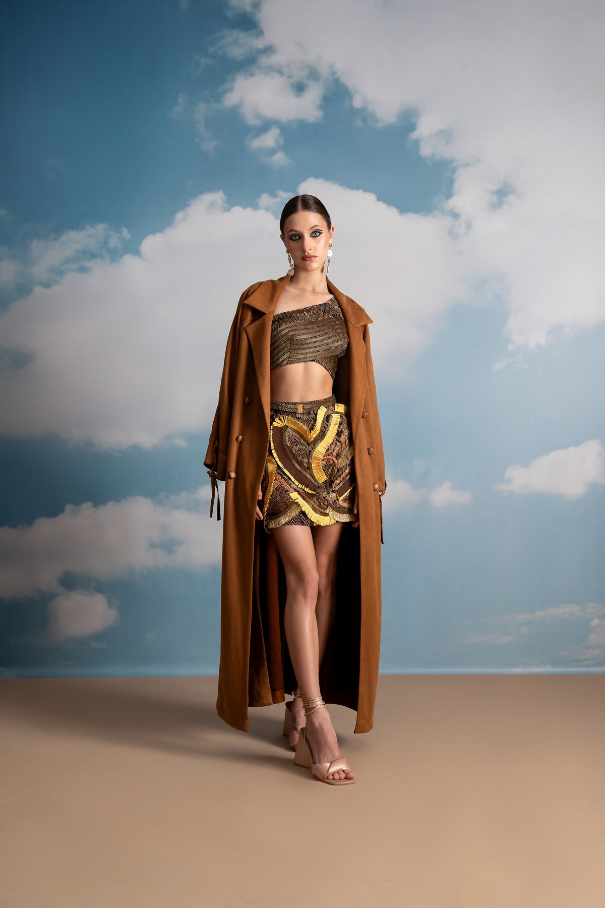 Brown Geometric Print Fringed Skirt - Boho Chic Maxi Skirt for Women | Perfect for Festivals, Beach Vacations & Casual Outings