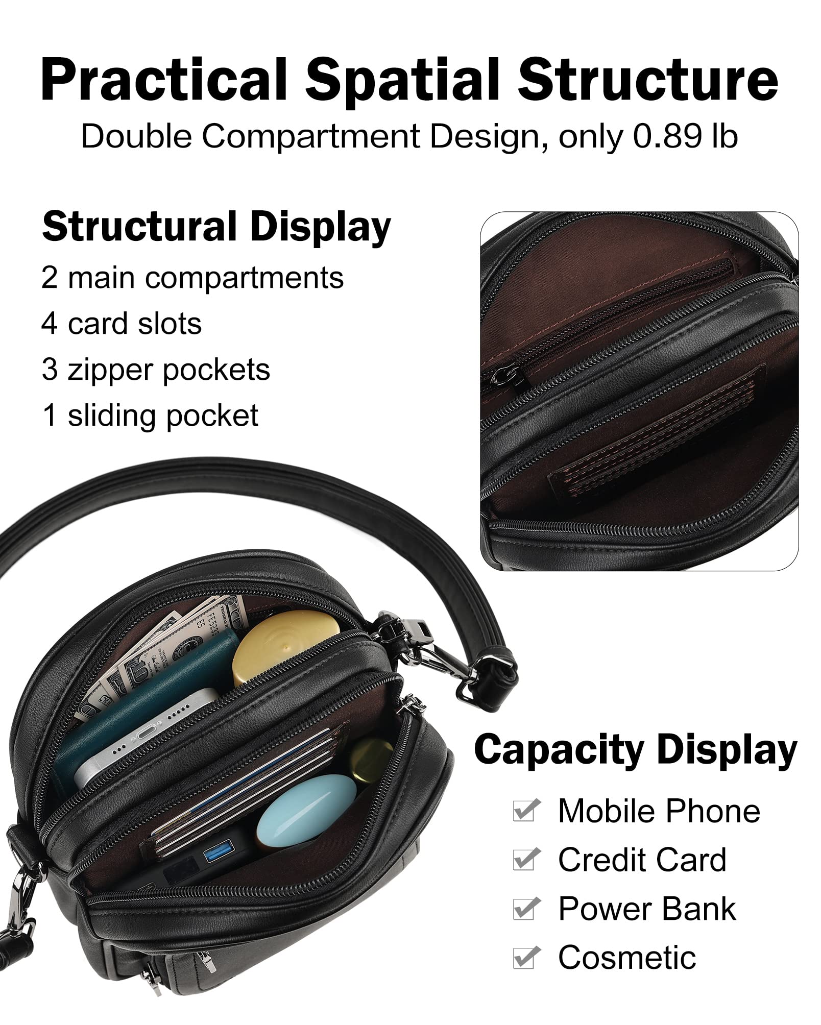 FADEON Mini Crossbody Bag for Women - Small Shoulder Purse with Card Slots | Stylish Designer Handbag for Everyday Use, Travel & Shopping