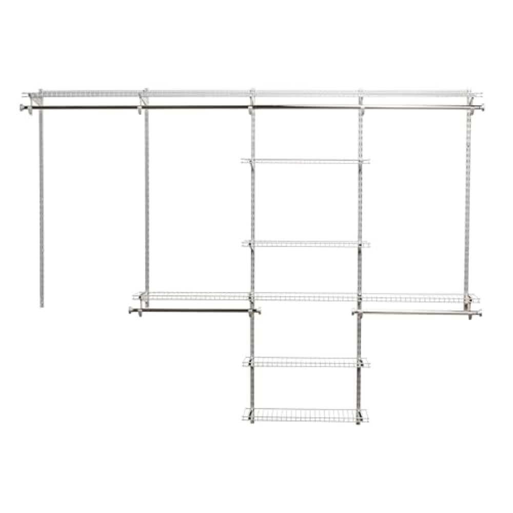 Rubbermaid Configurations Deluxe Custom Closet Organizer Kit - 4 to 8 Feet Adjustable Metal Wire Shelving System with Titanium Finish | Expandable Storage Solution for Home Closet, Pantry, Laundry Room & Mudroom Organization | Includes All Hardware for Easy Installation