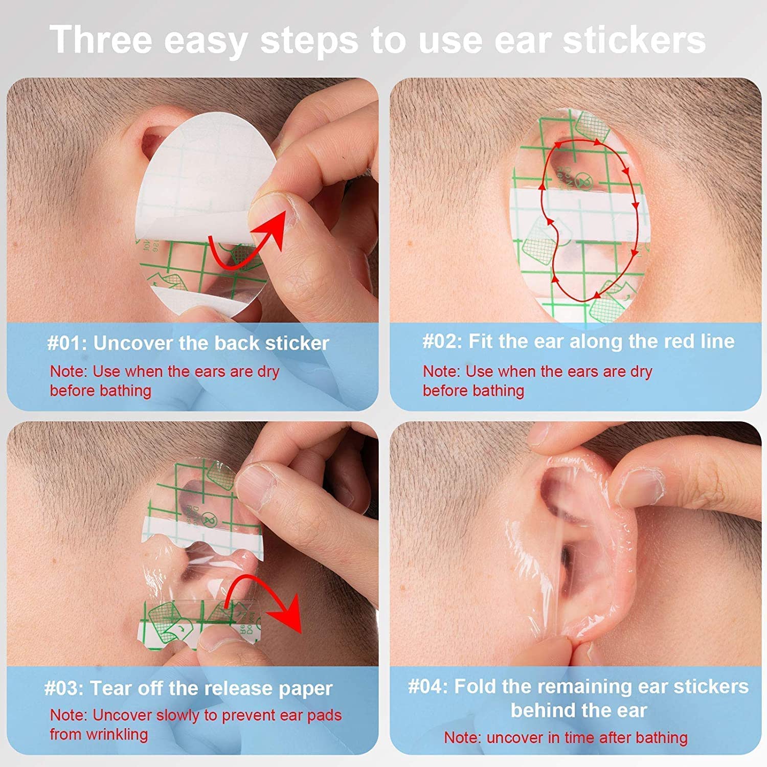 WEMOL 20 PCS Waterproof Ear Stickers for Newborn Baby & Kids | Disposable Ear Covers for Shower, Swimming, Surfing, Snorkeling & Water Sports | Protect Ears from Water During Bath Time & Outdoor Activities