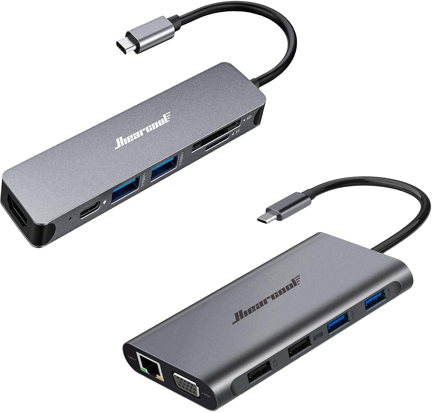 Hiearcool 7-in-1 USB C Hub & 11-in-1 Docking Station - Multi-Port USB C Adapter for Laptop - Perfect for Home Office, Travel & Remote Work