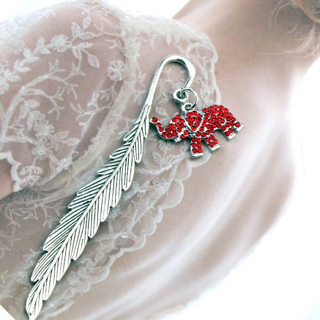 CHOORO Red Elephant & Triangle Bookmark - Rhinestone Jewelry for Greek Sorority 1913 - Perfect for Sorority Gifts, Book Lovers & Greek Life Accessories