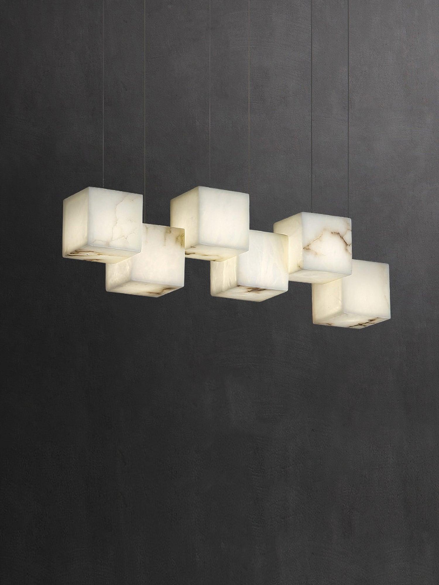 Elegant Alabaster Box Pendant Light - Modern Minimalist Ceiling Fixture for Dining Room, Kitchen Island & Bedroom Lighting