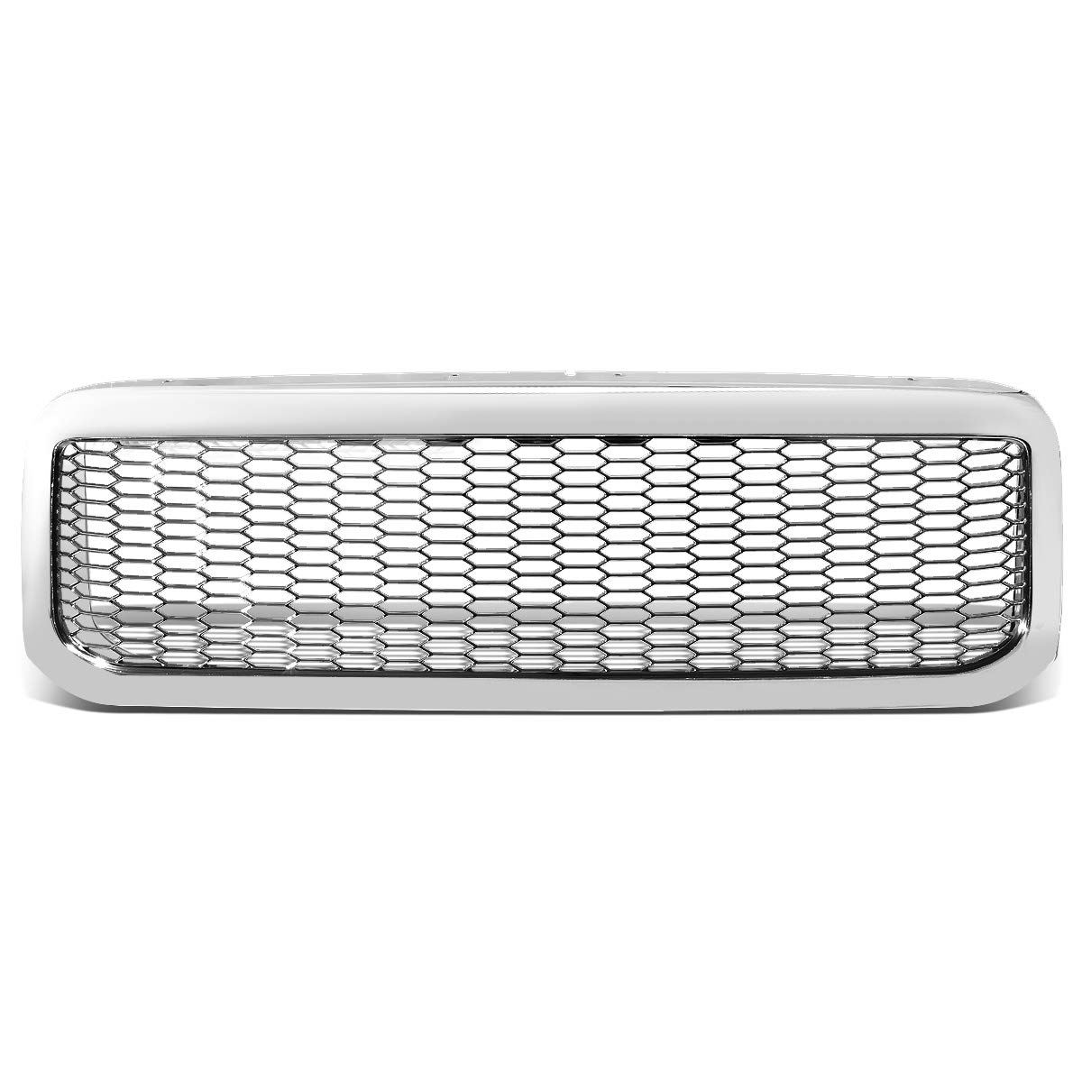 DNA MOTORING GRF-OH-016-CH Badgeless Honeycomb Mesh Front Bumper Grille Frame for 99-04 Ford F-250 F-350 F-450 F-550 Super Duty Trucks - Chrome Finish | Off-Road & Custom Truck Upgrades