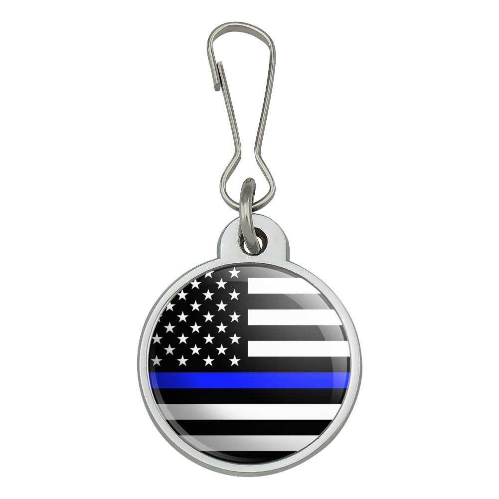 Thin Blue Line American Flag Zipper Pull Charm - Patriotic Accessory for Jackets, Handbags, Purses & Backpacks | Perfect for Police Supporters & First Responders