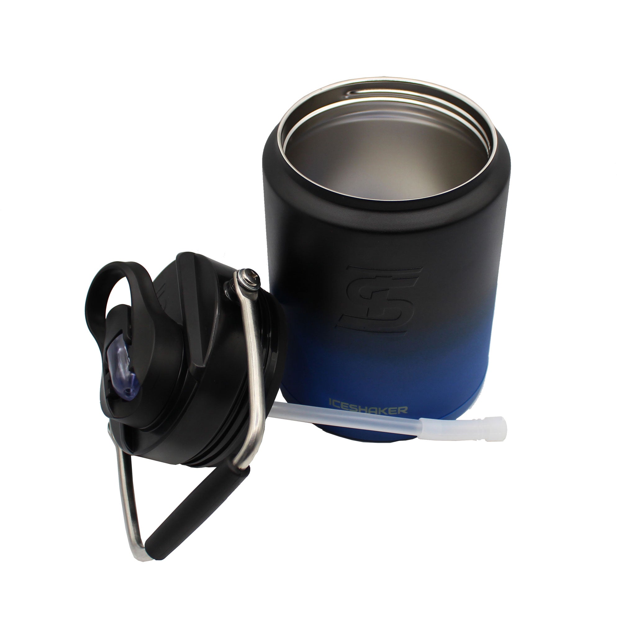Half Gallon Water Jug with Non-Slip Silicone Base - Navy Black Ombre Gradient Design | Perfect for Gym, Office & Outdoor Activities