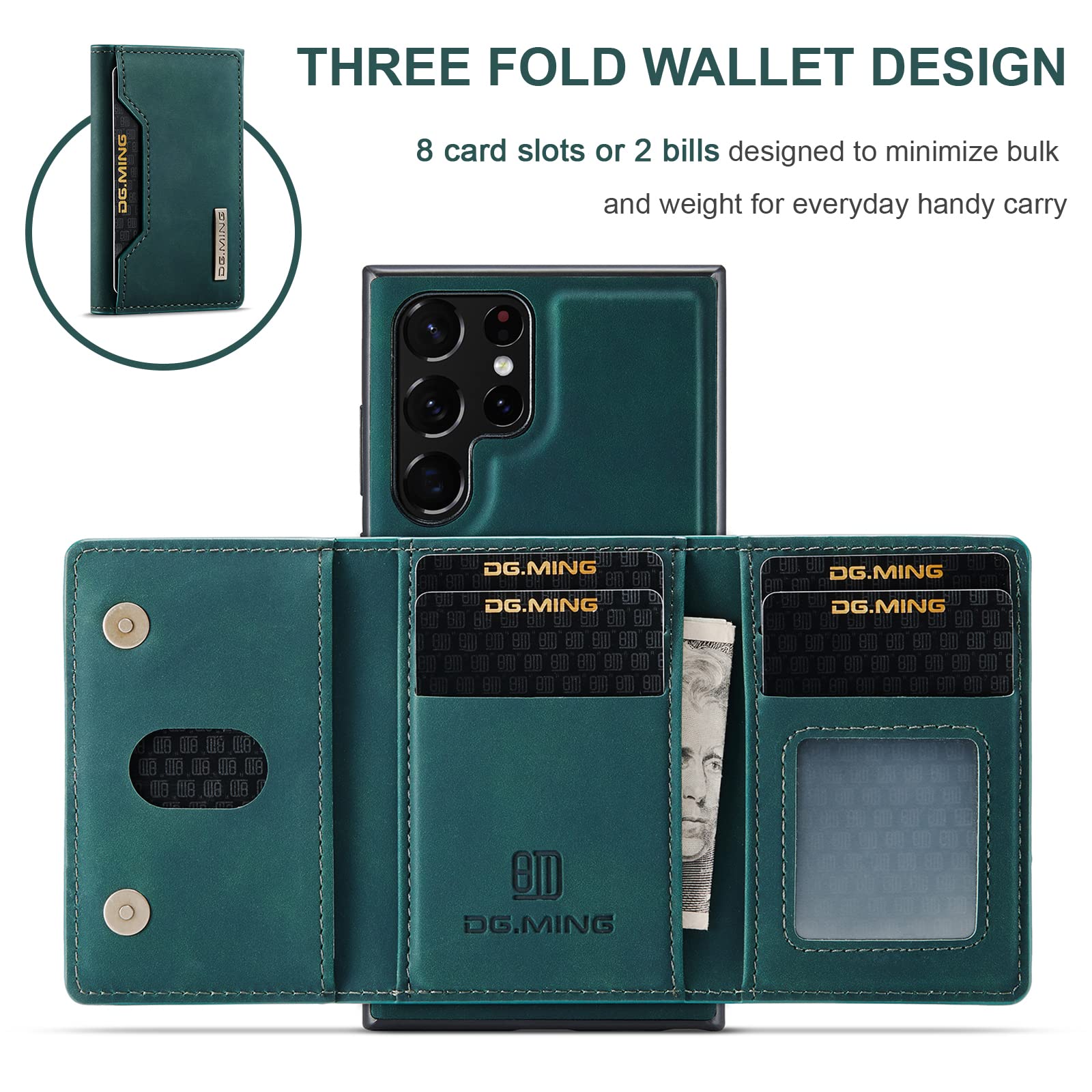 Premium Magnetic Leather Wallet Case for Samsung Galaxy S22 Ultra (6.8