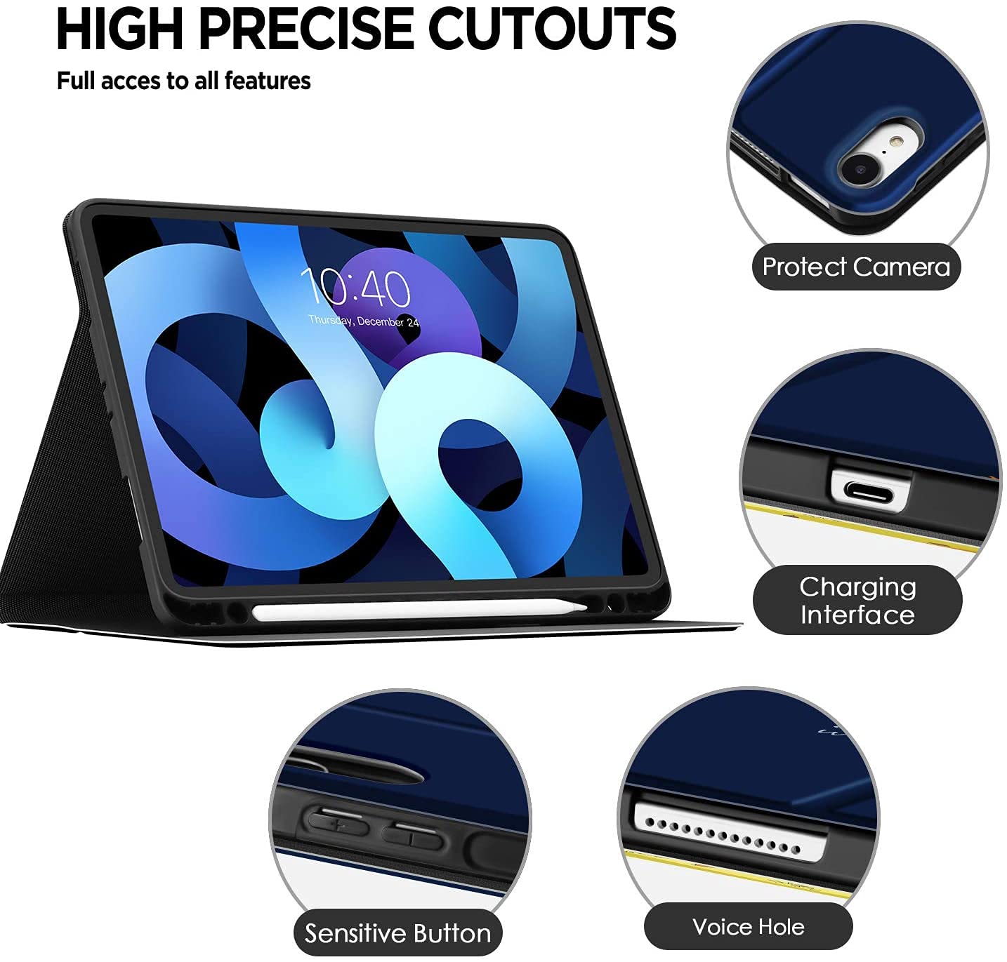 Premium Lightweight PU Leather Folio Stand Cover Case for iPad Air 11 Inch M2 (2024) & iPad Air 6th/5th/4th Gen (2024/2022/2020) - Auto Wake/Sleep Protection with Cute Sloth Design - Perfect for Work, Travel & Home Use