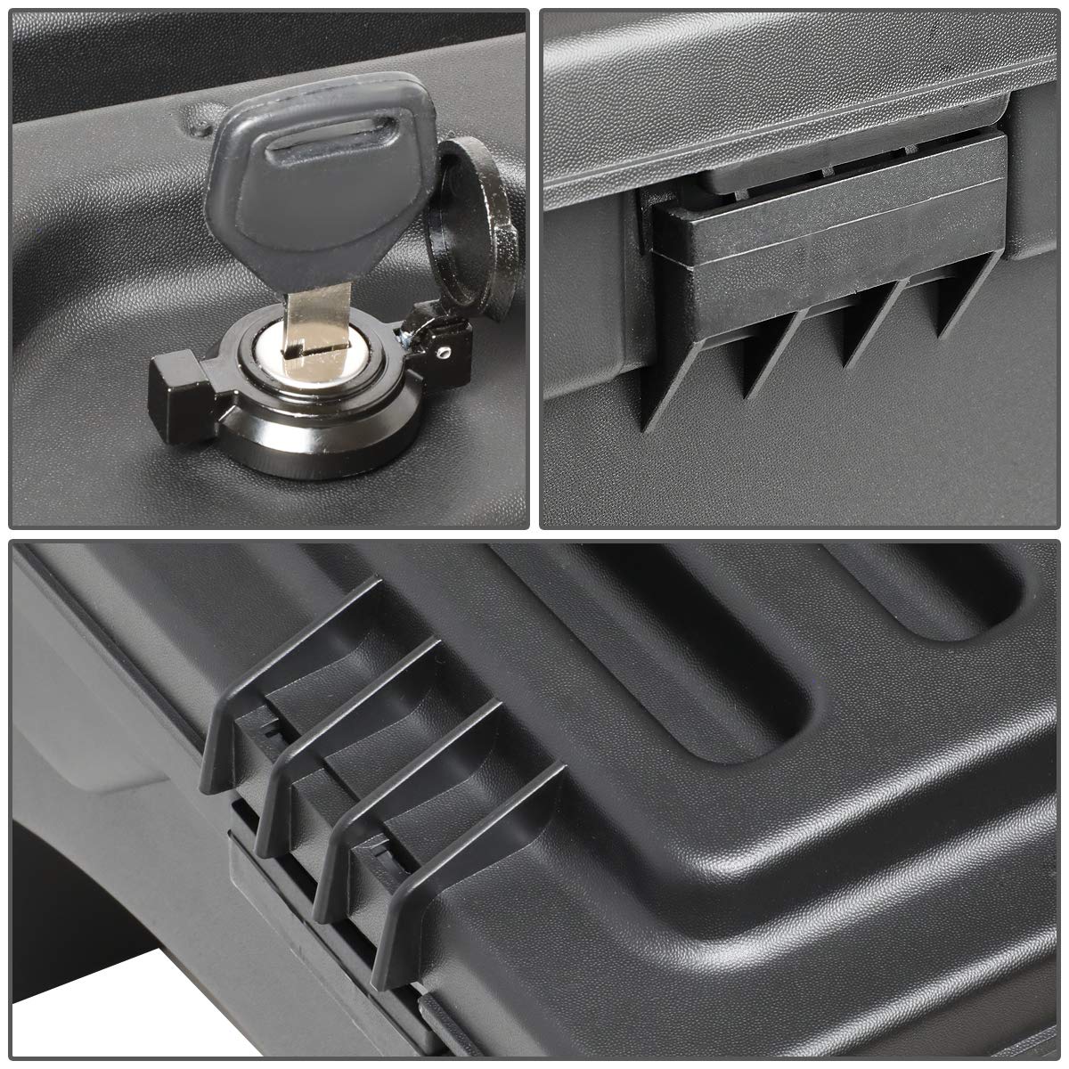 DNA Motoring ZTL-Y-0124 Right Side Truck Bed Wheel Well Tool Box Storage Case - Heavy Duty Black Toolbox for Pickup Trucks | Perfect for Organizing Tools, Equipment & Off-Road Gear