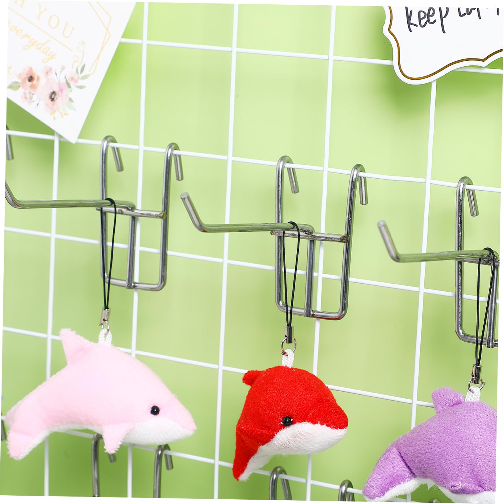 iplusmile 4 Sets 10cm Silver Supermarket Display Hooks - Heavy Duty Mesh Kitchen Hooks for Pans, Cups, Bags & Towels - Easy to Install & Carry (30pcs x 4) - Perfect for Pantry, Retail Store & Home Organization