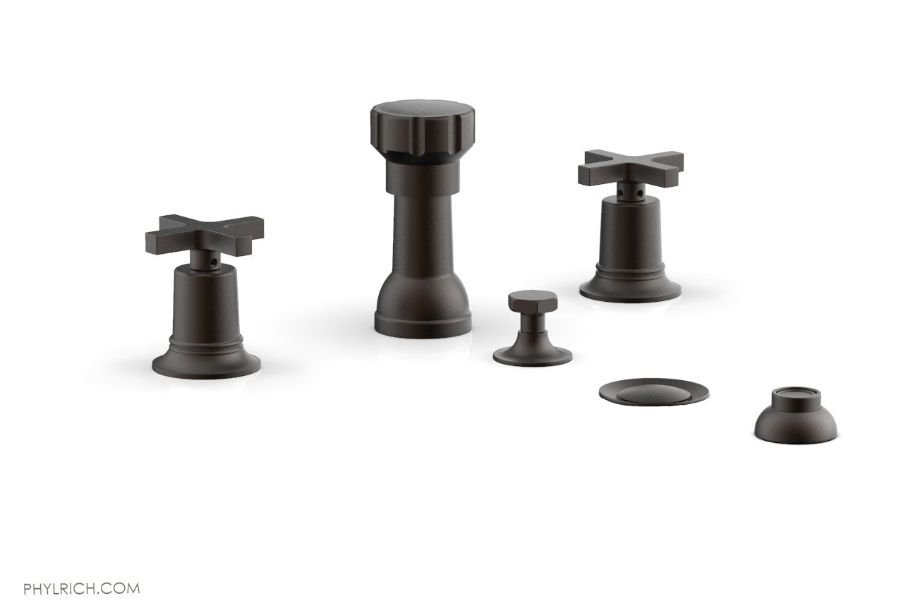 HEX MODERN 4-Hole Bidet Faucet Set with Cross Handles - Model 501 60 - Perfect for Bathroom Renovation & Modern Toilet Upgrades