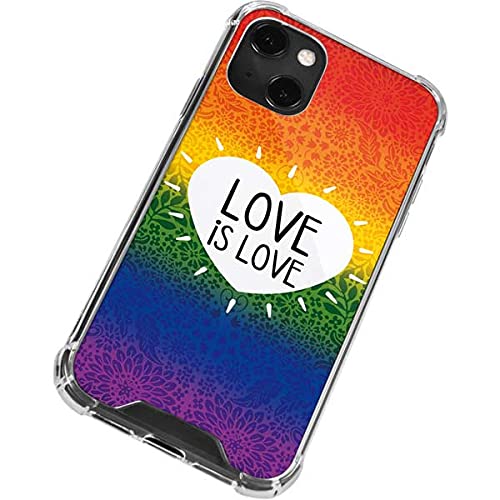 Skinit Clear Protective Phone Case for iPhone 13 Mini - Rainbow Love is Love Design | Slim Scratch-Resistant Cover for Everyday Use & LGBTQ+ Pride Support