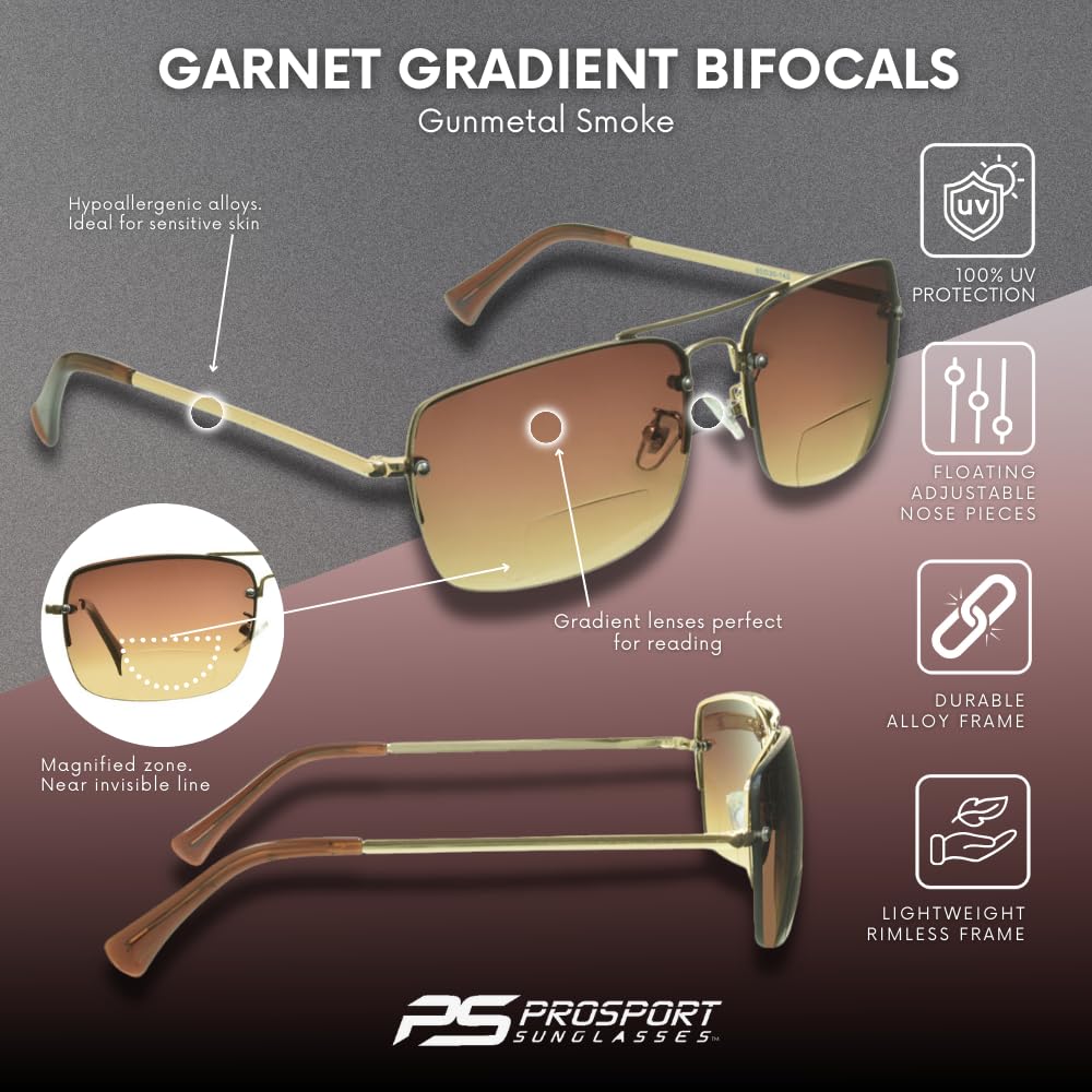 ProSPORT Gradient Bifocal Sunglasses for Men & Women - Polarized Aviator Reading Glasses with UV Protection | Perfect for Driving, Fishing & Outdoor Activities