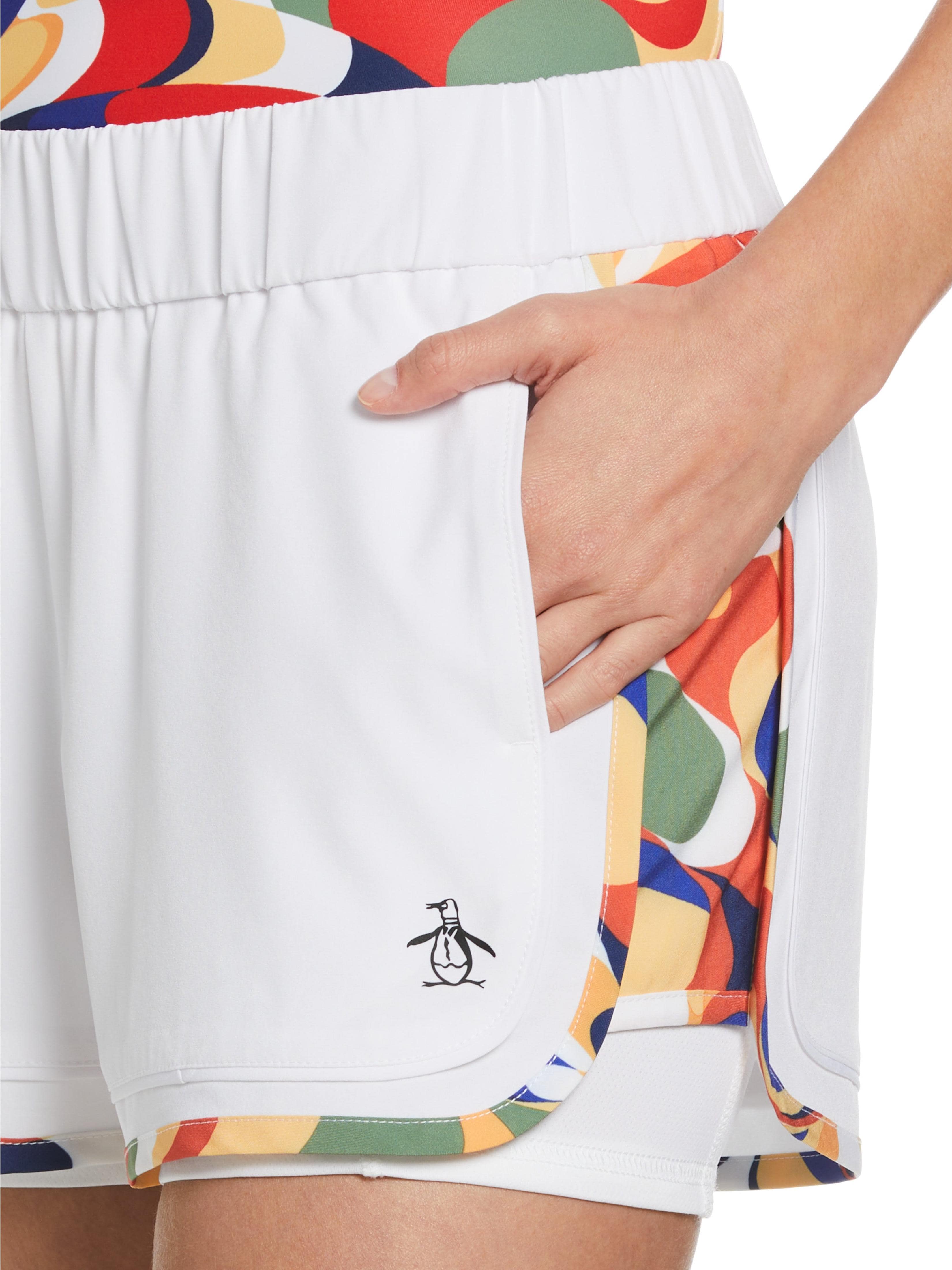 Women's Stretch Tennis Shorts with 3 Printed Trims - Comfortable & Stylish for Workouts, Running, and Casual Wear
