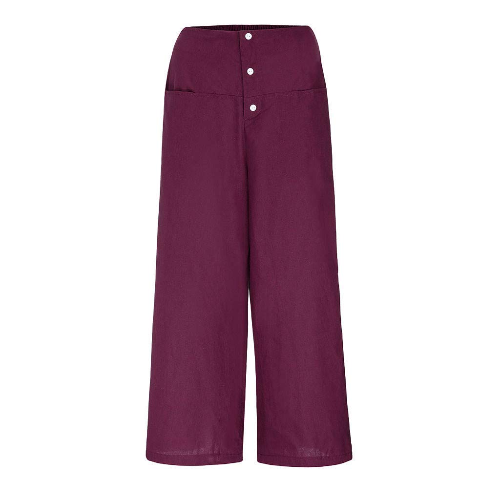 VZEXA Women's High Waist Wide Leg Yoga Pants - Soft Summer Culottes, Loose Solid Trousers for Yoga, Workout & Casual Wear