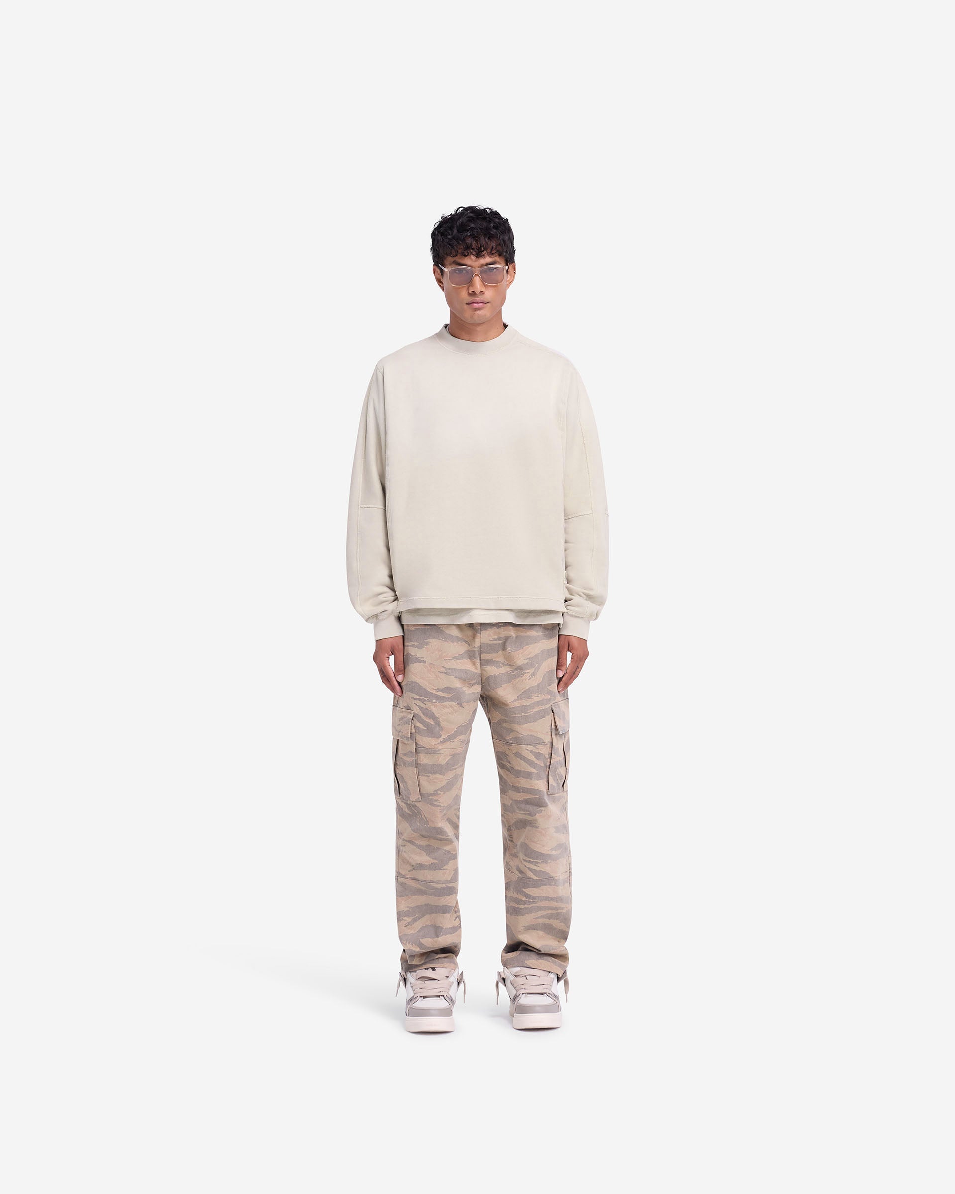 Stepped Hem Sweatshirt in Oat - Trendy Oversized Pullover for Women | Perfect for Casual Outfits, Streetwear & Loungewear